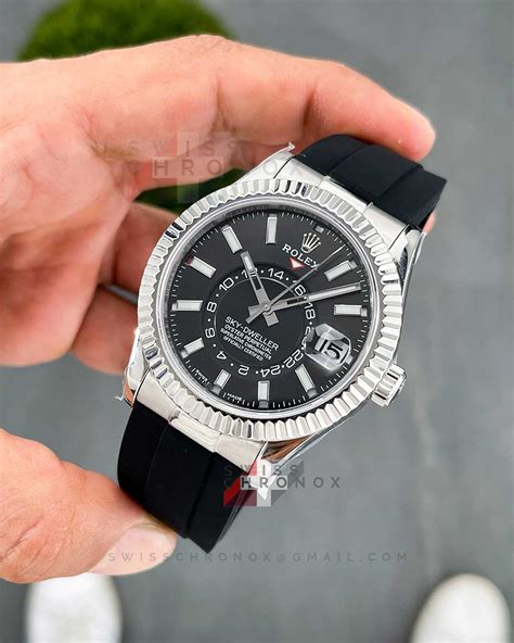 rolex sky dweller black strap.